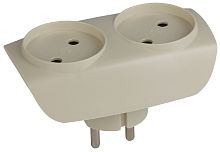 Разветвитель (Тройник) без заземления плоский ЭРА SP-2-I 2-м 16А 3500Вт слоновая кость  картинка 